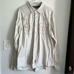 Wrangler Retro Premium Beige Pearl Snap Button Up Long Sleeve Shirt